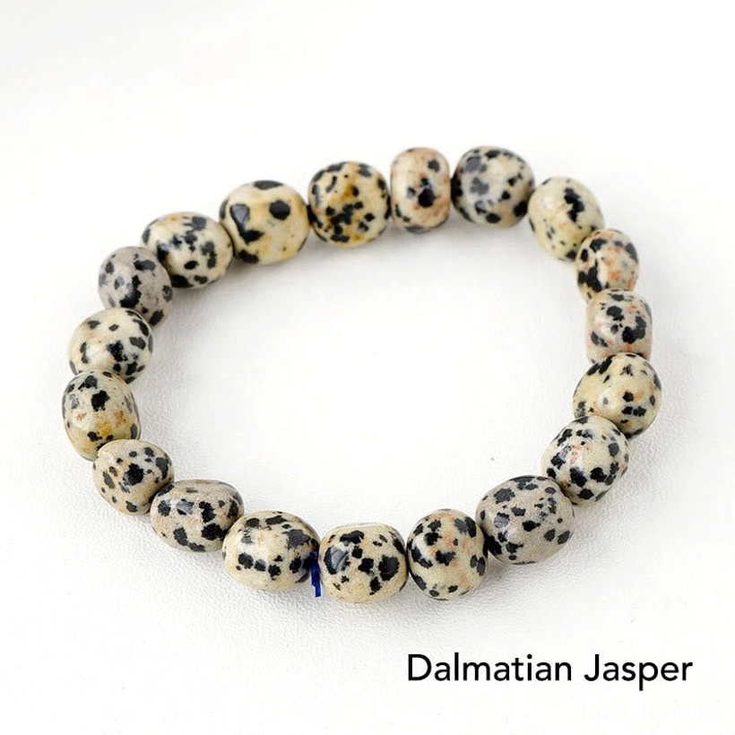 Dalmatian jasper spotted crystal bracelet for playfulness and emotional joy