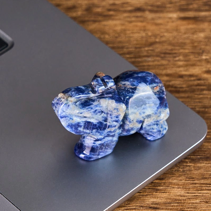 Elephant figurine natural stone with positive meaning and protective symbolism