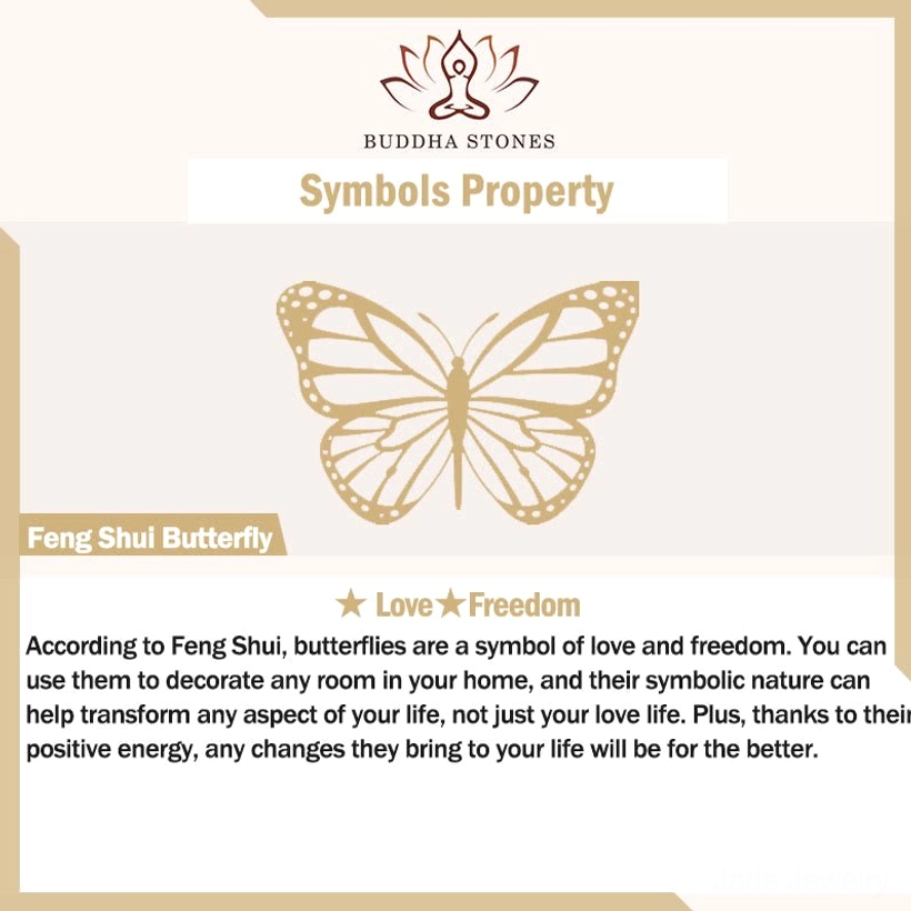 Feng shui butterfly symbolism graphic showing love and freedom meaning on white background
