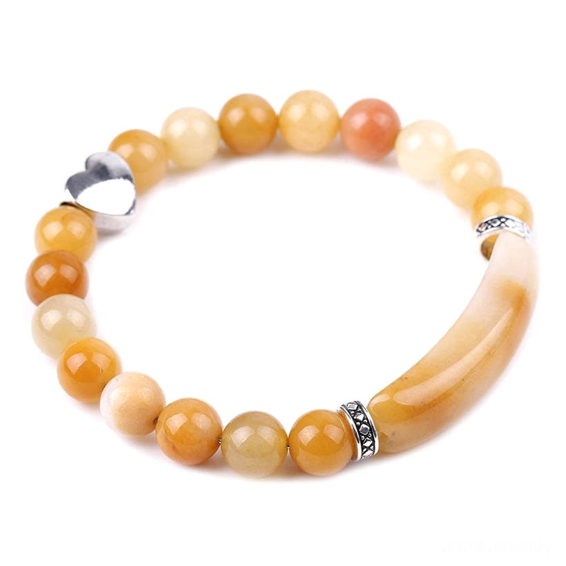 Golden silk jade traditional heart bracelet bringing wealth luck and spiritual protection