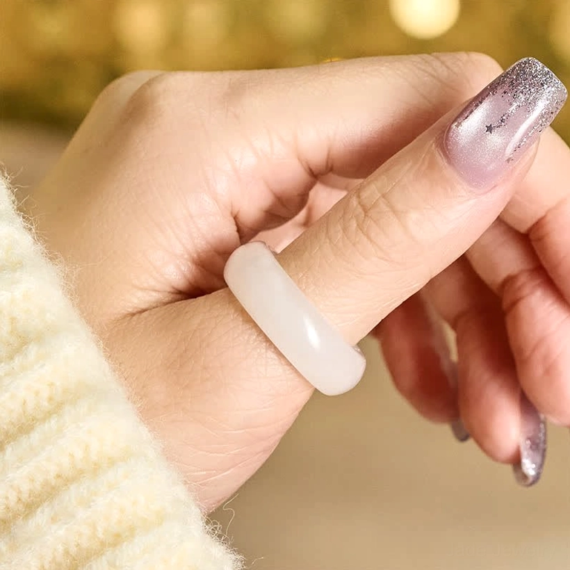 Authentic golden silk jade wealth protection ring natural stone handmade unisex jewelry piece