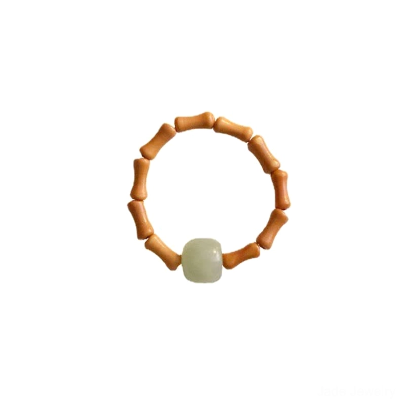 Hetian jade bamboo ring authentic craftsmanship detail showing natural stone quality and bamboo segments