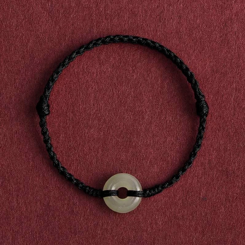 Dark navy braided Hetian jade peace buckle bracelet and anklet option