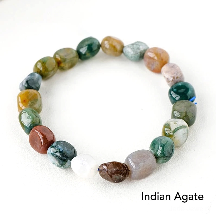 Indian agate striped crystal bracelet for grounding and emotional stability