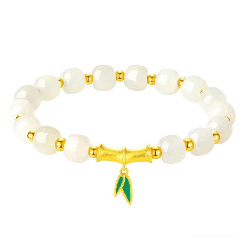Hetian jade bamboo protection bracelet styled with traditional Chinese cultural significance