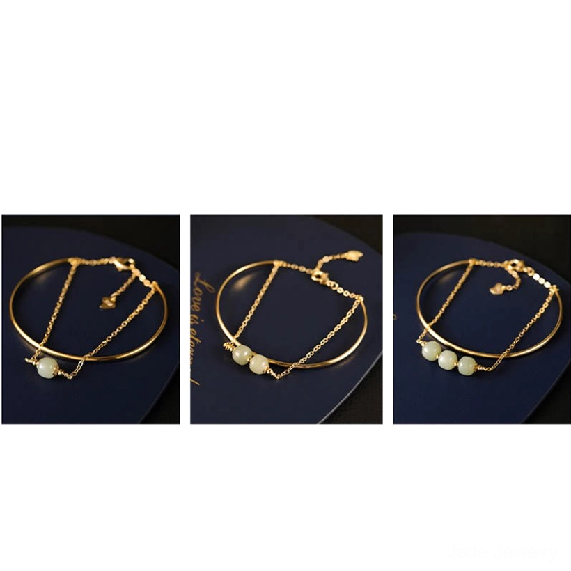 Jade double layer bangle bracelet handcrafted detail showing artisanal quality and natural stone variations