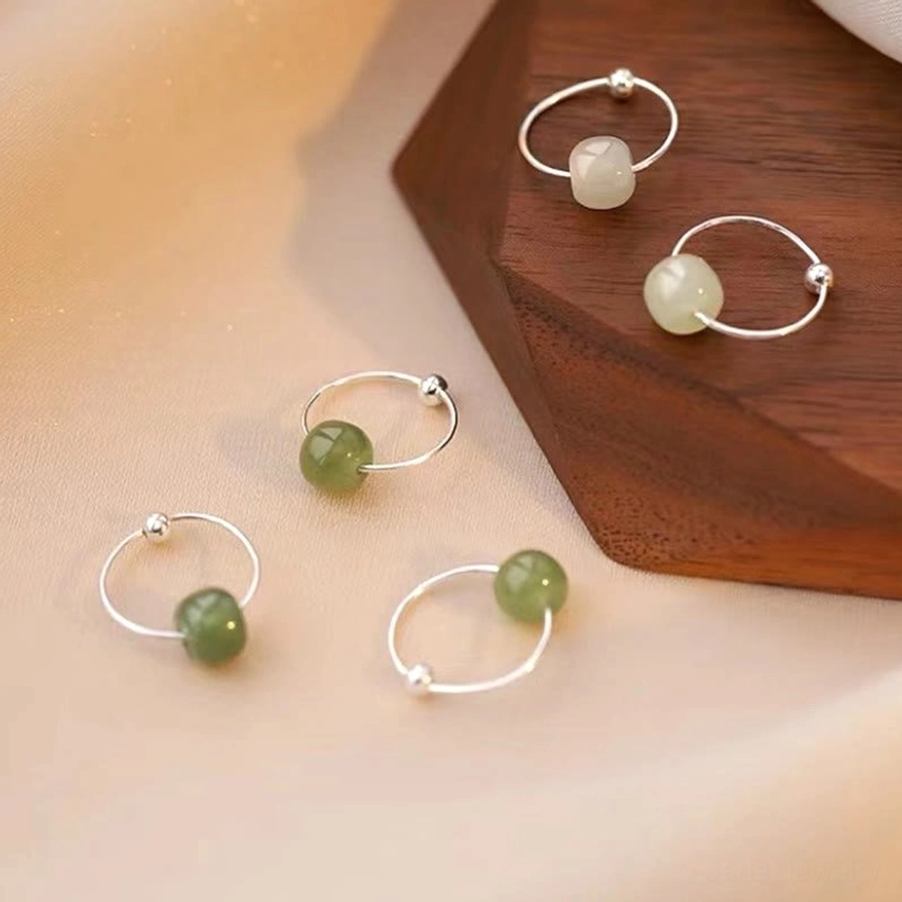 Jade bead sterling silver earrings sizing reference - actual size scale with dimensions showing 19mm by 6mm drop hoop design