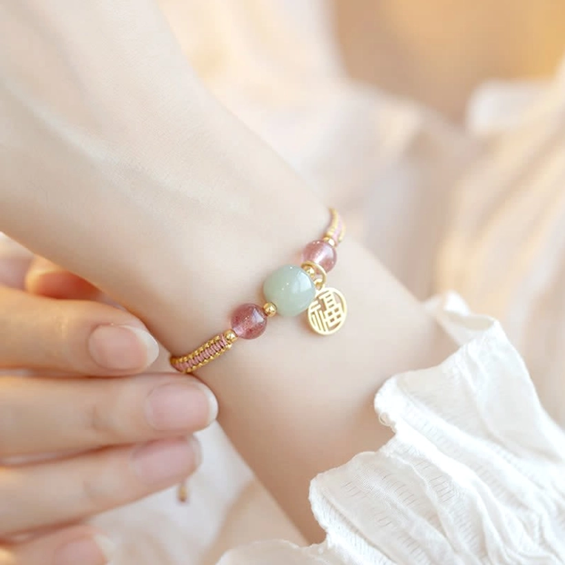 Luxury handmade jade lotus bracelet for business success and financial protection