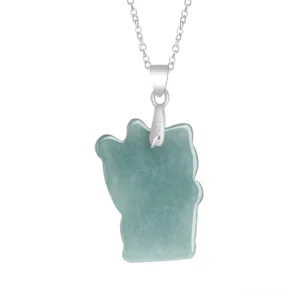 Carved jade lucky cat pendant back side smooth finish detail shot