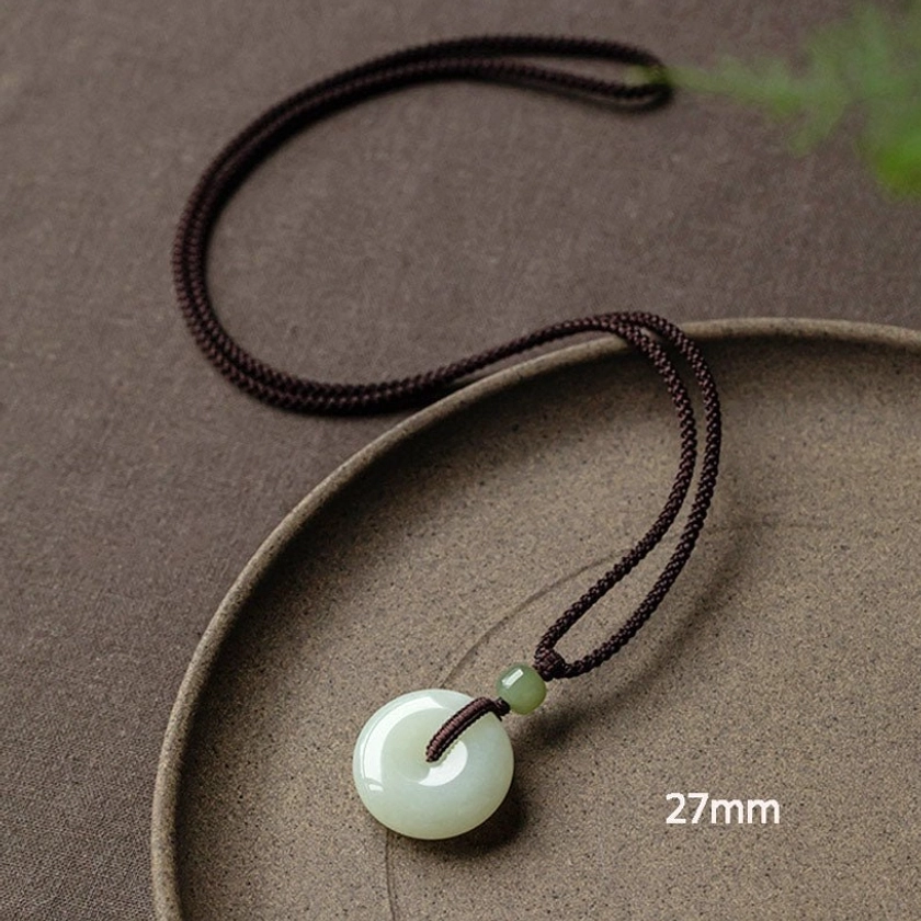 31mm large jade peace buckle bold powerful prosperity necklace impressive statement size pendant