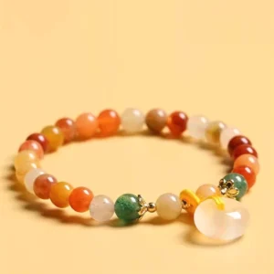 Golden Silk Jade Peace Buckle Jade Bracelet - Side View with Gold-Plated Magnetic Clasp
