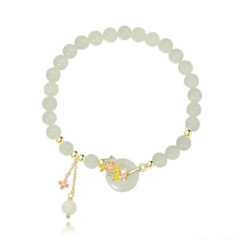 Hetian jade peace buckle bracelet wrist wear demonstration - comfort fit elastic band styling