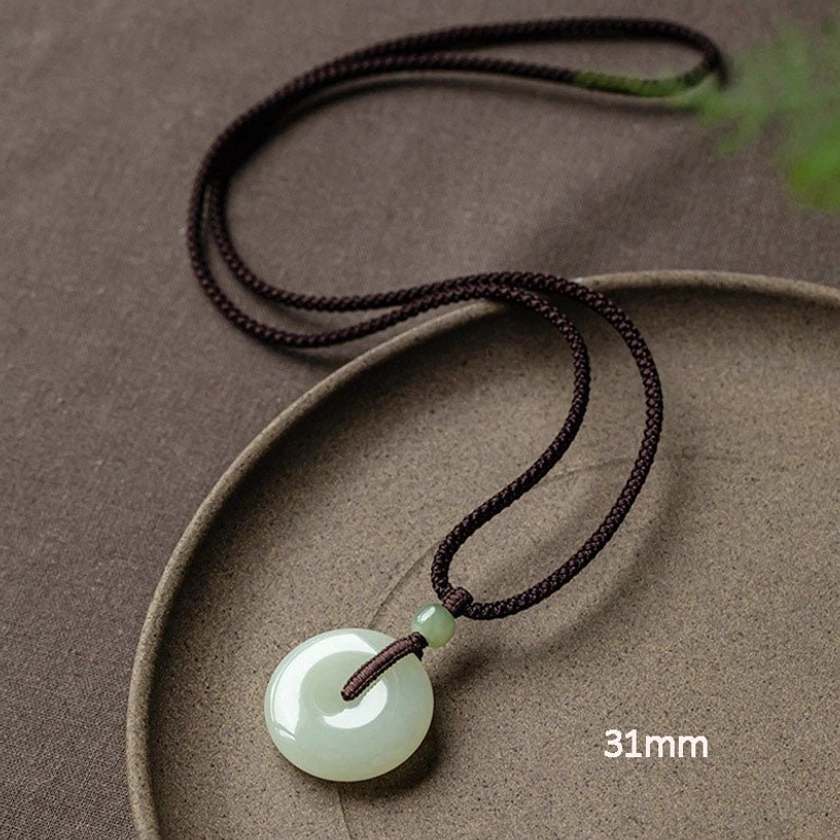 Jade peace buckle non-adjustable string 64cm fixed length traditional wear classic necklace