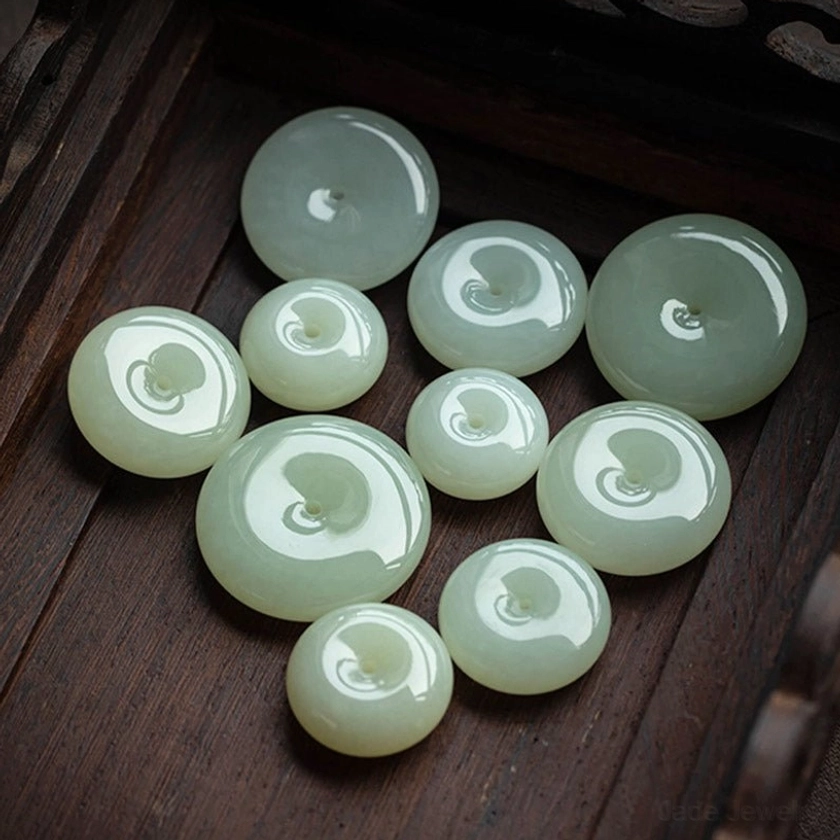 Handmade natural jade peace buckle with authentic variations unique artisan crafted genuine stone