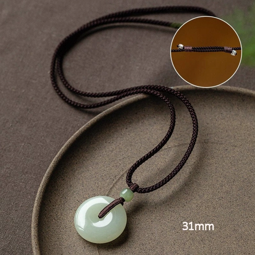 Jade peace buckle necklace for new beginnings business success financial growth prosperity gift