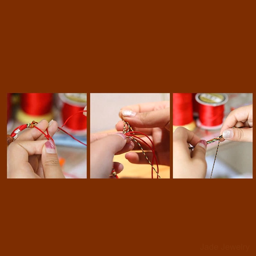 Jade prosperity red string bracelet in luxury presentation showing premium quality and craftsmanship