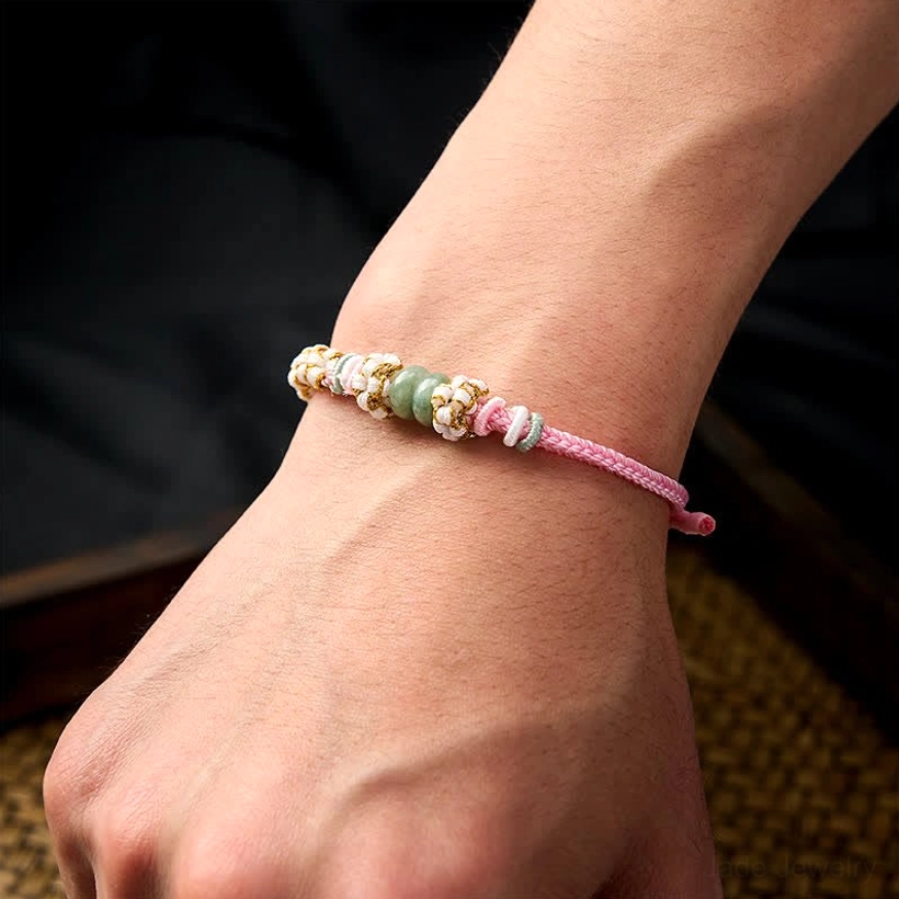 Jade prosperity luck bracelet red cord Chinese cultural jewelry