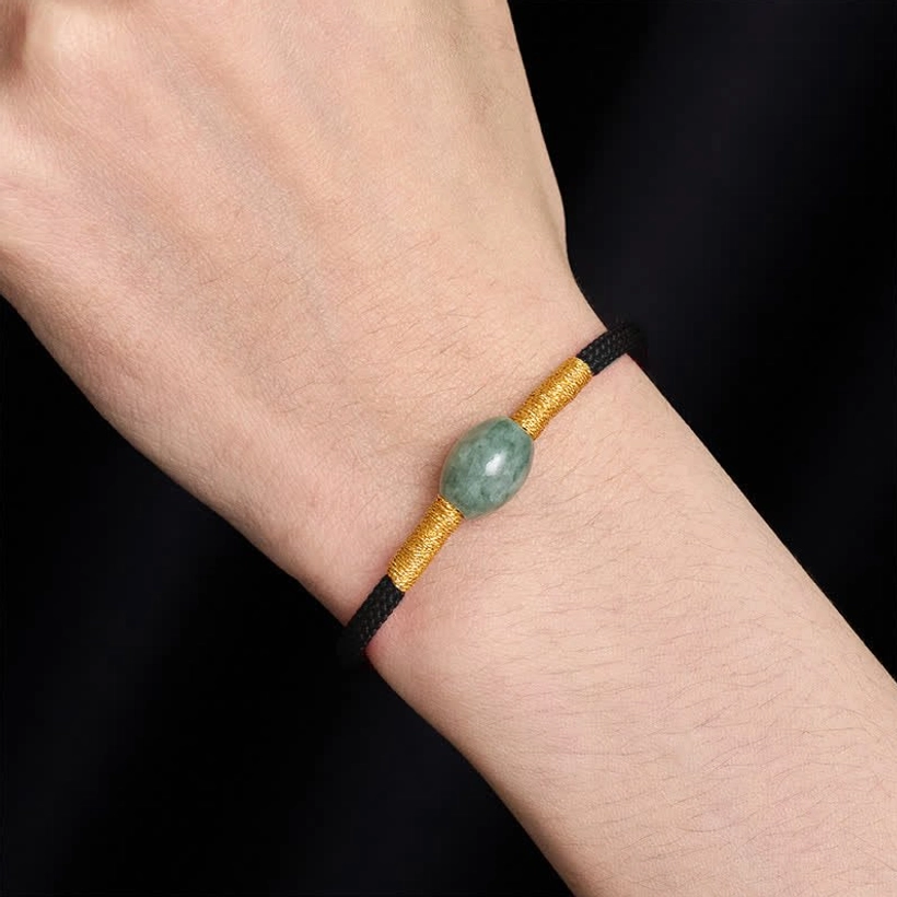 Jade protection bracelet product image showing natural jade stone authenticity and handmade craftsmanship details