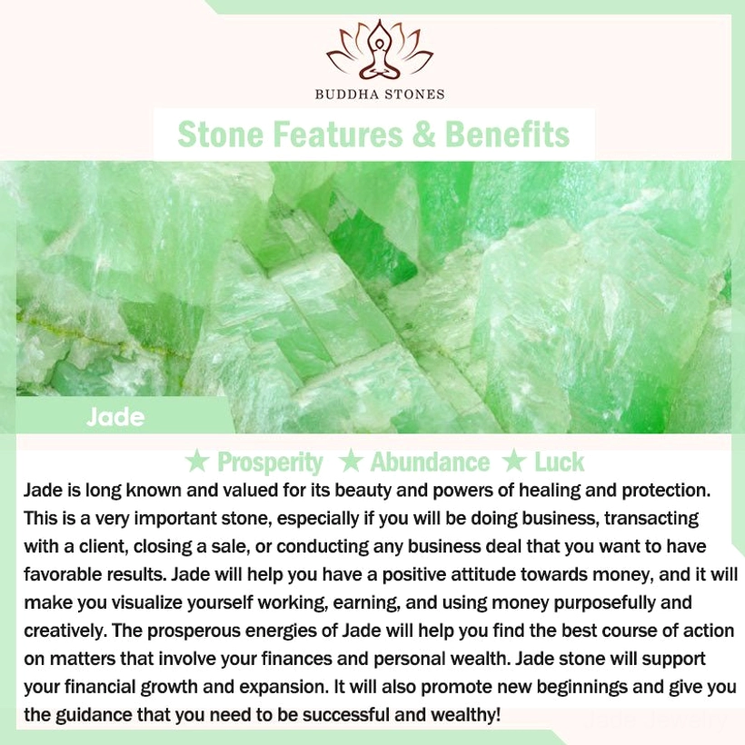 Jade stone benefits card - prosperity abundance luck spiritual growth
