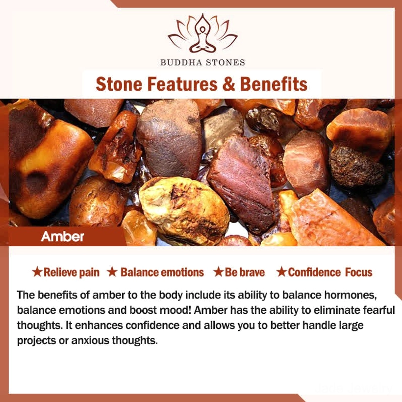 Rich brown amber gemstones displayed showing emotional balance, confidence and anxiety relief properties