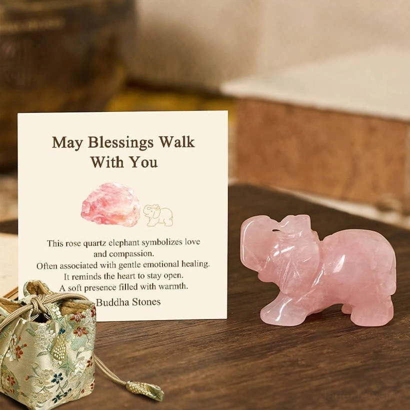 Natural crystal elephant figurine supporting meditation and spiritual awareness