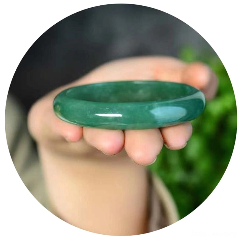 Natural jade bangle bracelet for prosperity and protection, handcrafted authentic green jade stone with traditional polished finish