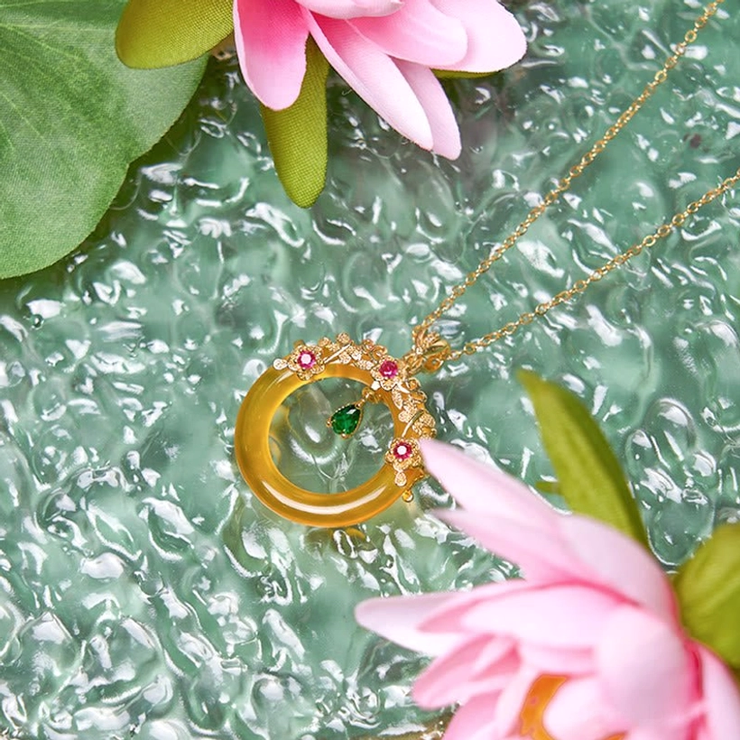 Peace buckle pendant necklace fortune prosperity symbol jewelry