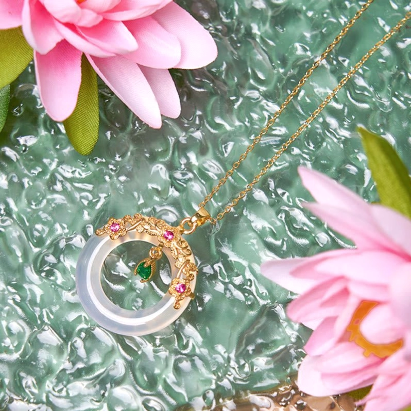 Peace buckle pendant necklace spiritual gemstone jewelry piece