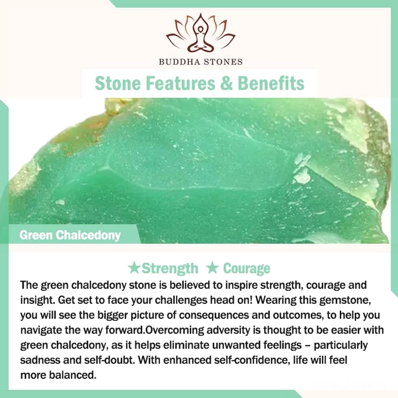 Peace buckle pendant strength necklace with green chalcedony gemstone