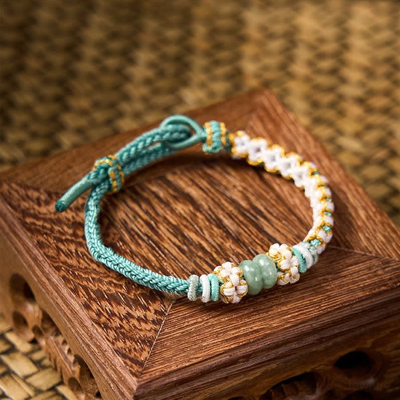 Peach blossom jade red string bracelet luck protection spiritual wear