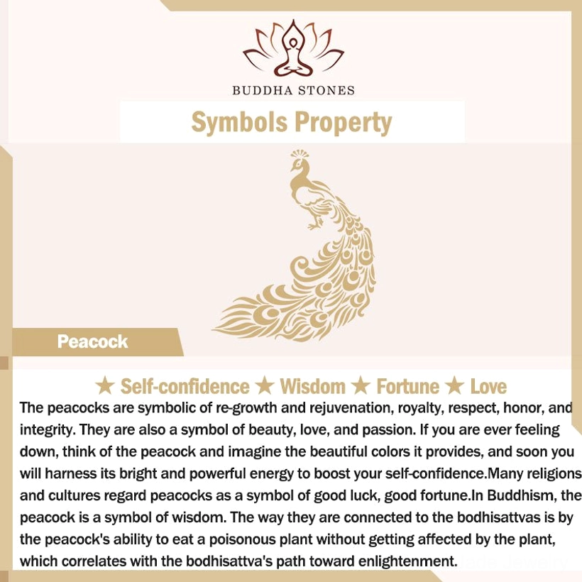 Peacock symbolism meaning card with gold peacock graphic featuring wisdom fortune confidence love and enlightenment cultural significance