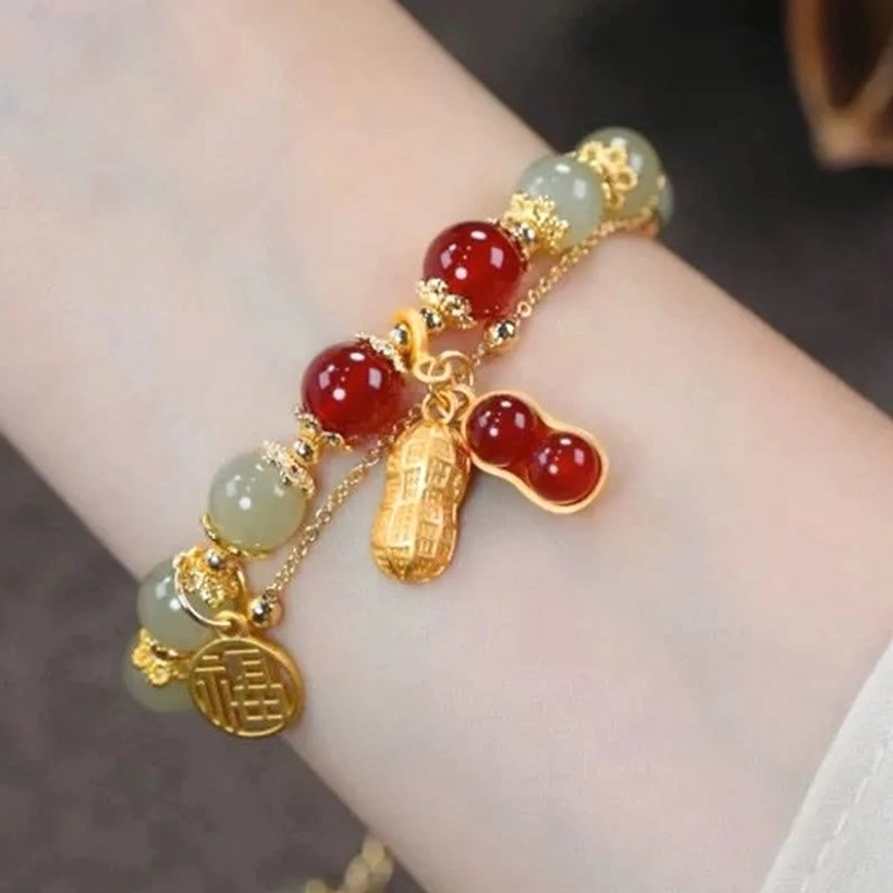 Premium natural jade beads bracelet with adjustable fit for prosperity and protection