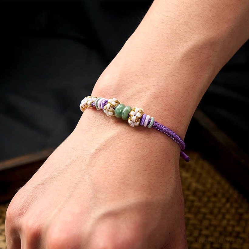 Red string of fate jade bracelet spiritual protection handmade