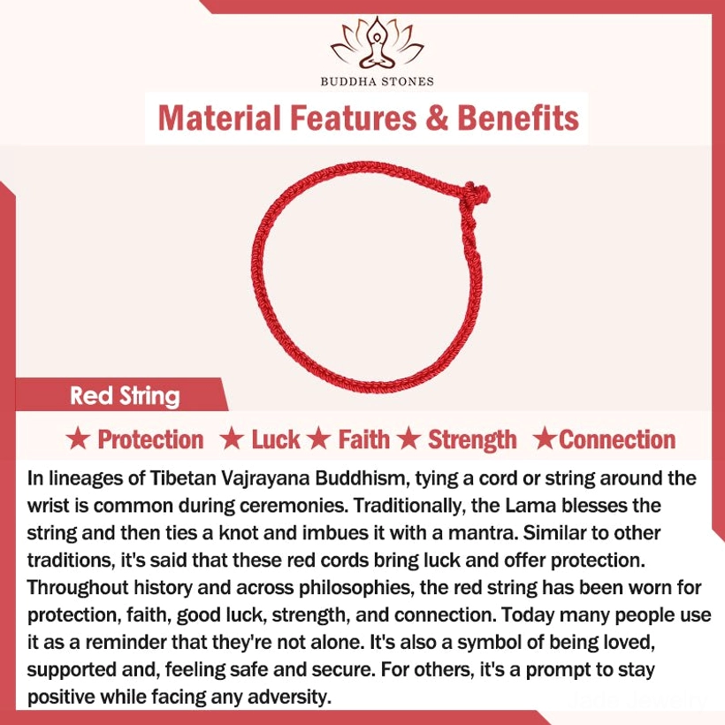Red string symbolism infographic explaining protection luck faith and spiritual connection