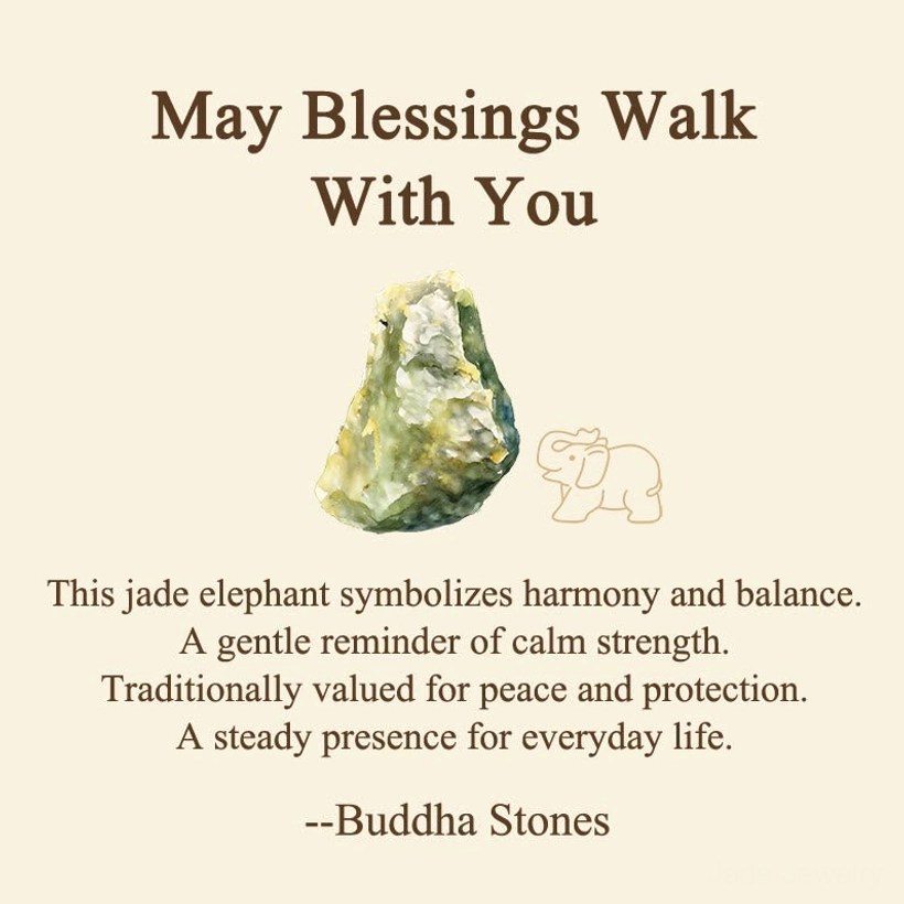 Stone elephant guardian protective figurine with blessing message card included
