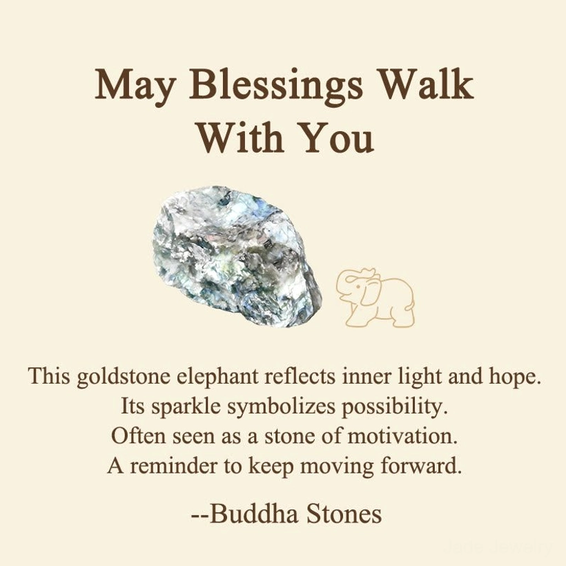 Stone elephant figure with raised trunk channeling positive blessings energy