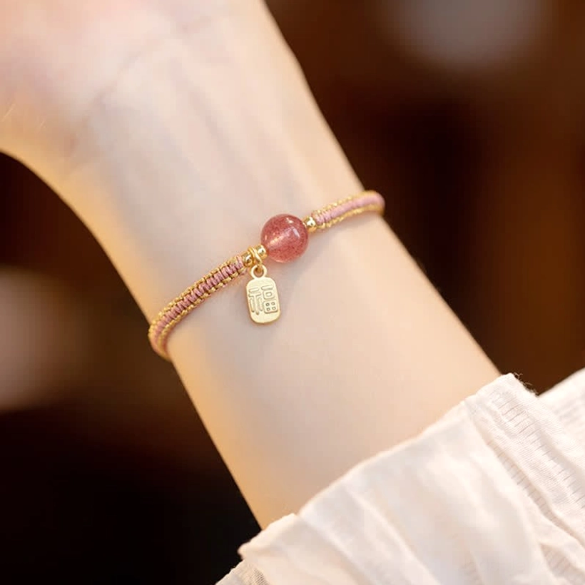 Strawberry quartz lotus bracelet variant for emotional healing and relationship abundance