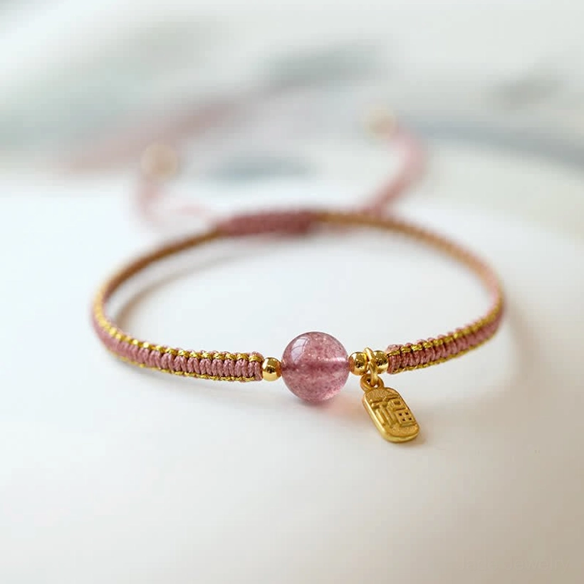 Strawberry quartz lotus bracelet with love and compassion healing crystal properties