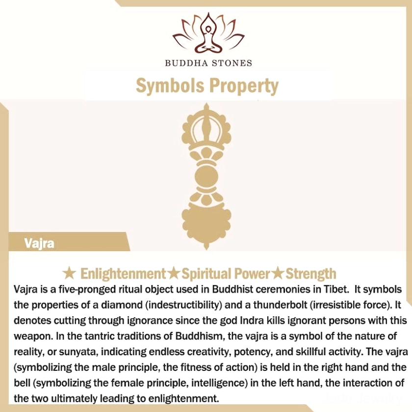 Vajra Dorje Buddhist symbolism educational poster with golden Vajra emblem and comprehensive text explaining enlightenment and spiritual protection meanings