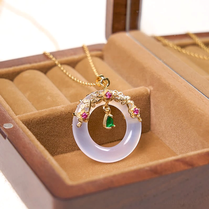 Yellow chalcedony peace buckle pendant necklace with copper chain